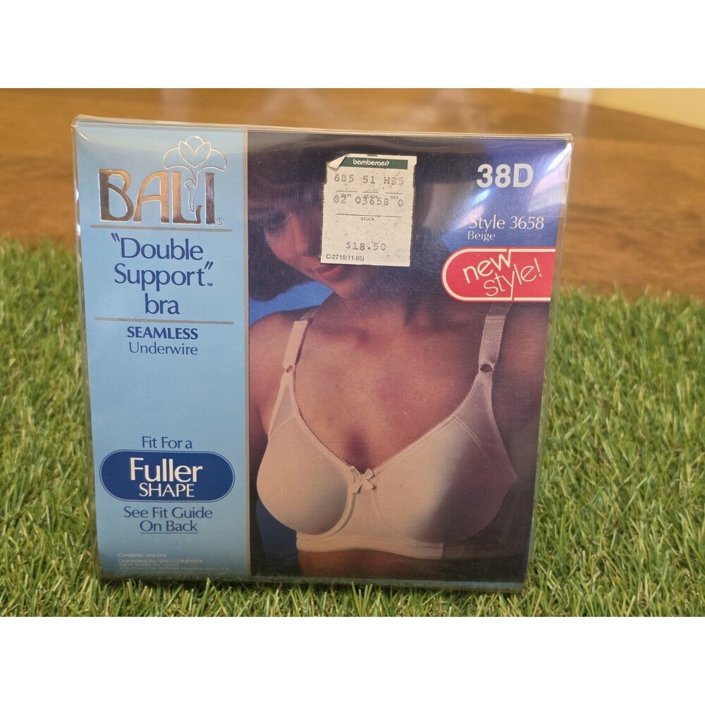 Vtg Bali Double Support Bra Seamless Underwire 38D Beige #3658 New Bamberger's